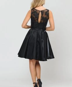 Prom Short A-line Dress With Embroidered Illusion Top By Poly USA 8318