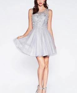 Prom Short A-line Glitter Dress By Cinderella Divine CD20 21 Prom Short A-line Glitter Dress By Cinderella Divine CD20