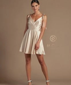 Short A-line Dress With Shoulder Ties By Nox Anabel R701