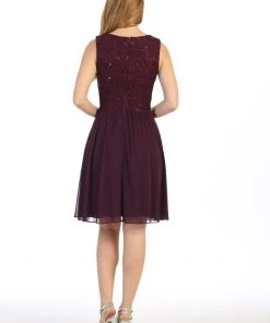 Short A-line Sleeveless Dress With Lace Bodice By Celavie 6467S Prom