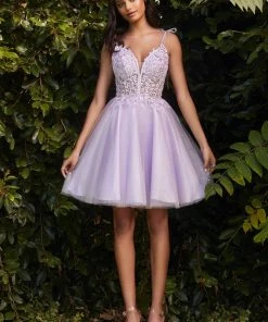 Short Applique Tulle Dress By Cinderella Divine CD0188 Prom 12 Short Applique Tulle Dress By Cinderella Divine CD0188 Prom
