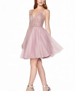 Beaded Short Glitter Dress By Cinderella Divine CD0148