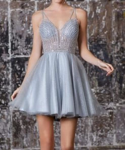 Beaded Short Glitter Dress By Cinderella Divine CD0148