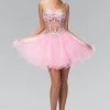 Short Beaded Dress With Sheer Waistline By Elizabeth K GS1106 Prom