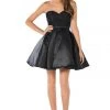 Short Black Strapless Dress With Lace Bodice By Poly USA Prom
