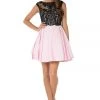 Prom Short Black/Pink Dress With Embroidered Bodice By Poly USA