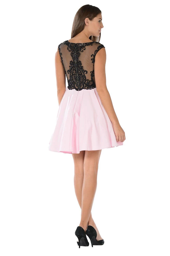 Short Black/White Dress With Embroidered Bodice By Poly USA 8 Short Black/White Dress With Embroidered Bodice By Poly USA