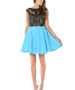 Short Black/White Dress With Embroidered Bodice By Poly USA 10 Short Black/White Dress With Embroidered Bodice By Poly USA