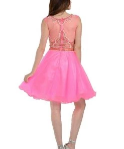 Short Blue Dress With Embellished Bodice By Poly USA Prom 9 Short Blue Dress With Embellished Bodice By Poly USA Prom