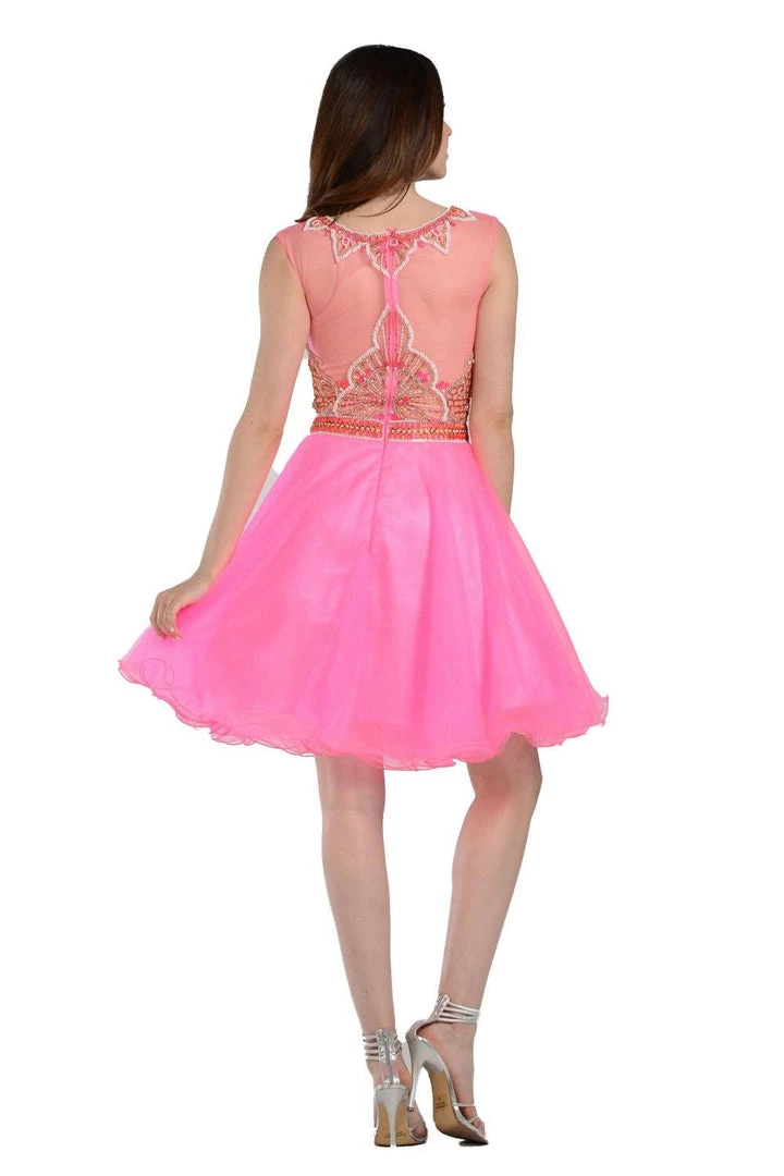 Short Blue Dress With Embellished Bodice By Poly USA Prom 6 Short Blue Dress With Embellished Bodice By Poly USA Prom