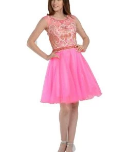 Short Blue Dress With Embellished Bodice By Poly USA Prom 8 Short Blue Dress With Embellished Bodice By Poly USA Prom