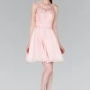 Short Blush Chiffon Dress With Lace Bodice By Elizabeth K GS2394