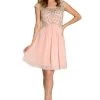 Prom Short Blush Pink Cap Sleeve Dress With Jeweled Bodice By Poly USA