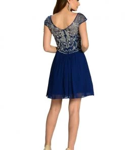 Prom Short Blush Pink Cap Sleeve Dress With Jeweled Bodice By Poly USA 15 Prom Short Blush Pink Cap Sleeve Dress With Jeweled Bodice By Poly USA