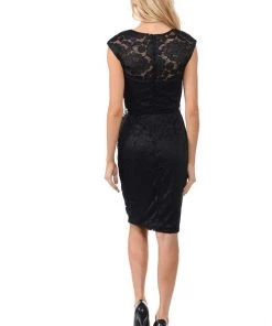 Prom Short Cap Sleeve Lace Dress With Beaded Waist By Lenovia 5140