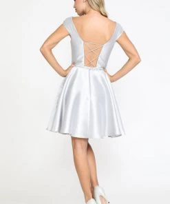Prom Short Cap Sleeve Mikado Dress By Poly USA 8416