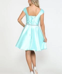 Prom Short Cap Sleeve Mikado Dress By Poly USA 8416