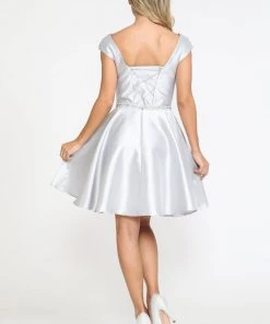 Prom Short Cap Sleeve Mikado Dress By Poly USA 8416