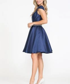 Prom Short Cap Sleeve Mikado Dress By Poly USA 8416