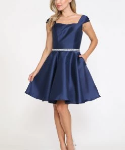 Prom Short Cap Sleeve Mikado Dress By Poly USA 8416