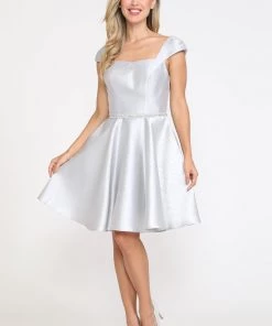Prom Short Cap Sleeve Mikado Dress By Poly USA 8416