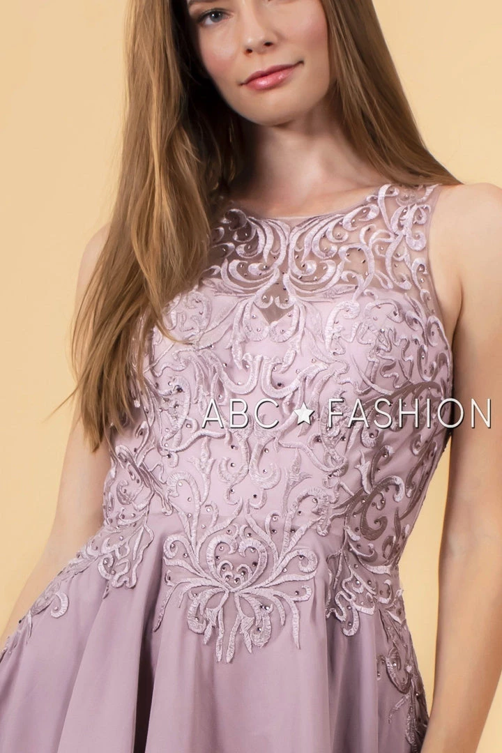 Short Chiffon Dress With Embroidered Bodice By Elizabeth K GS1618 Prom 9 Short Chiffon Dress With Embroidered Bodice By Elizabeth K GS1618 Prom