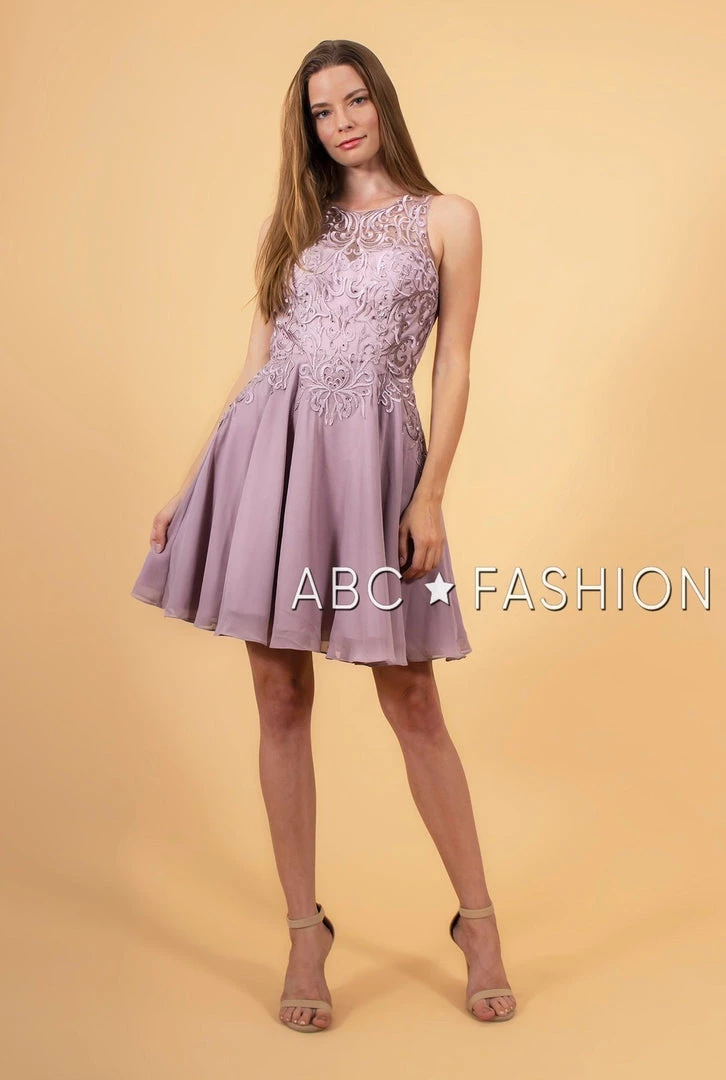 Short Chiffon Dress With Embroidered Bodice By Elizabeth K GS1618 Prom 7 Short Chiffon Dress With Embroidered Bodice By Elizabeth K GS1618 Prom