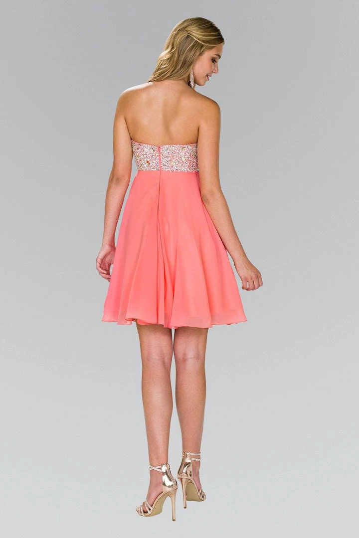 Short Chiffon Dress With Jeweled Bodice By Elizabeth K GS1142 Prom 4 Short Chiffon Dress With Jeweled Bodice By Elizabeth K GS1142 Prom