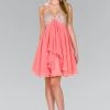 Short Chiffon Dress With Jeweled Bodice By Elizabeth K GS1142 Prom