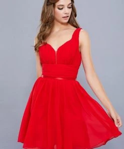 Prom Short Chiffon Dress With Ruched Bodice By Nox Anabel 6242