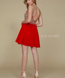 Short Chiffon Lace Applique Dress By Nox Anabel 6291 Prom 18 Short Chiffon Lace Applique Dress By Nox Anabel 6291 Prom