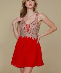 Short Chiffon Lace Applique Dress By Nox Anabel 6291 Prom 19 Short Chiffon Lace Applique Dress By Nox Anabel 6291 Prom