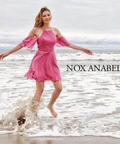 Prom Short Cold Shoulder Dress With Flutter Sleeves By Nox Anabel T667