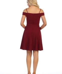 Short Cold Shoulder Dress With Jeweled Waist By Celavie 6395S Prom