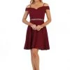 Short Cold Shoulder Dress With Jeweled Waist By Celavie 6395S Prom 1 Short Cold Shoulder Dress With Jeweled Waist By Celavie 6395S Prom