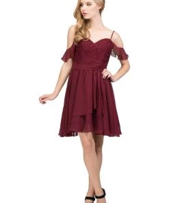 Starbox Prom Short Cold Shoulder Dress With Lace Bodice By Star Box 81017