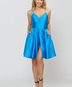 Short Deep Sweetheart Dress With Shorts By Poly USA 8542