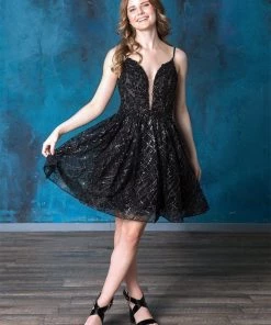 Short Deep Sweetheart Glitter Dress By Calla Collection Prom
