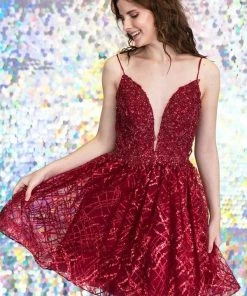 Short Deep Sweetheart Glitter Dress By Calla Collection Prom