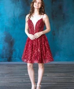 Short Deep Sweetheart Glitter Dress By Calla Collection Prom