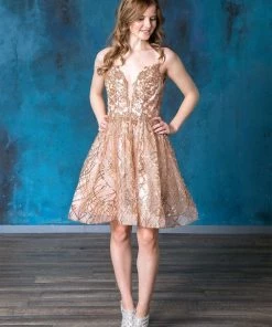 Short Deep Sweetheart Glitter Dress By Calla Collection Prom