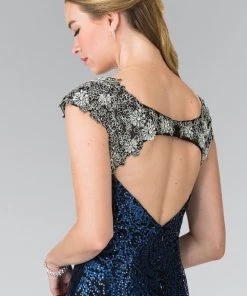Short Dress With Sequined Embroidery By Elizabeth K GS1436 Prom