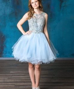 Short Embroidered Dress With Sequin Tulle Skirt By Calla Collection 20 Short Embroidered Dress With Sequin Tulle Skirt By Calla Collection