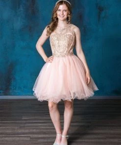 Short Embroidered Dress With Sequin Tulle Skirt By Calla Collection 22 Short Embroidered Dress With Sequin Tulle Skirt By Calla Collection