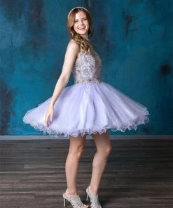 Short Embroidered Dress With Sequin Tulle Skirt By Calla Collection 23 Short Embroidered Dress With Sequin Tulle Skirt By Calla Collection
