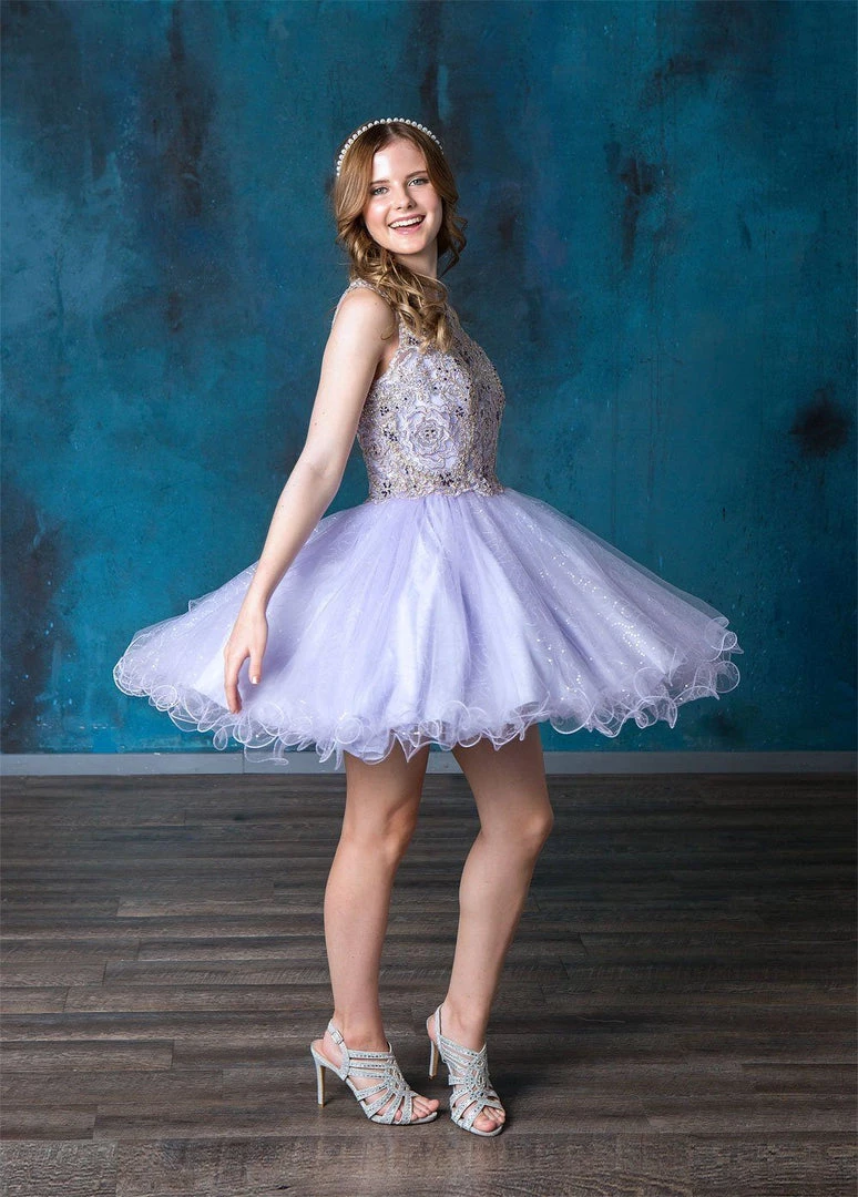 Short Embroidered Dress With Sequin Tulle Skirt By Calla Collection 12 Short Embroidered Dress With Sequin Tulle Skirt By Calla Collection