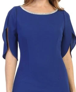 Mother Of The Bride Dresses Short Fitted Dress With Slit Sleeves By Celavie 6498 13 Mother Of The Bride Dresses Short Fitted Dress With Slit Sleeves By Celavie 6498