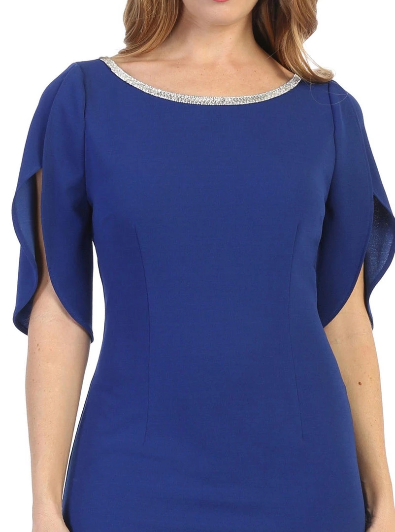 Mother Of The Bride Dresses Short Fitted Dress With Slit Sleeves By Celavie 6498 5 Mother Of The Bride Dresses Short Fitted Dress With Slit Sleeves By Celavie 6498