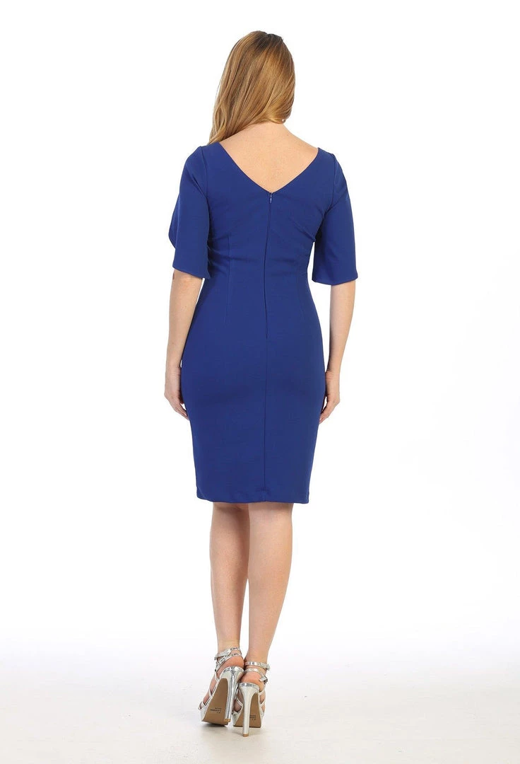 Mother Of The Bride Dresses Short Fitted Dress With Slit Sleeves By Celavie 6498 4 Mother Of The Bride Dresses Short Fitted Dress With Slit Sleeves By Celavie 6498