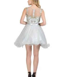 Starbox Short Floral Embroidered Dress With Ruffled Skirt By Star Box 17267